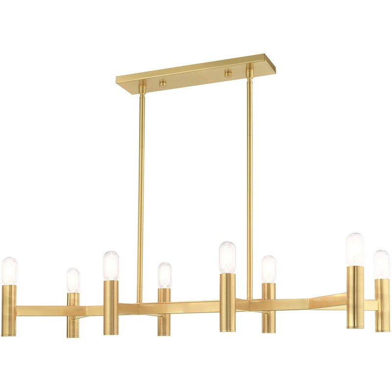 18" Eight Light Dimmable Chandelier With Shades - Brass