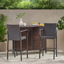 Load image into Gallery viewer, Outdoor Rattan Wicker Bar Chair With Metal Frame - Brown
