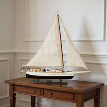 Load image into Gallery viewer, Hand Painted Model Boat Tabletop Sculpture (402001) - Black / White
