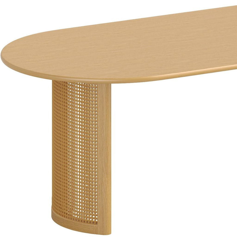 Solid Wood Double Pedestal Base Oval Dining Table - Natural