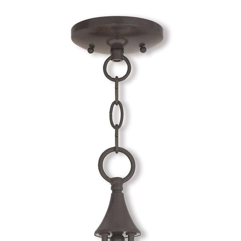 17" Three Light Metal Dimmable Chandelier With Shades - Bronze / Clear