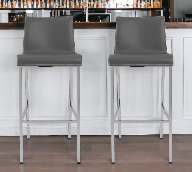 31" Steel Low Back Bar Height Bar Chairs (Set of 2) - Gray And Silver