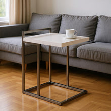 Load image into Gallery viewer, Wood And Metal End Table - White / Silver
