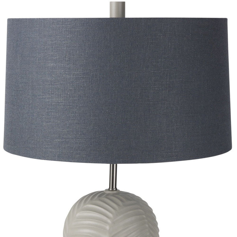 29" Round Bedside Lamp With Blue Drum Shade - Beige