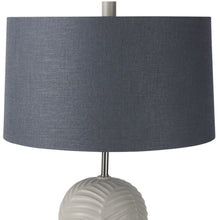 Load image into Gallery viewer, 29" Round Bedside Lamp With Blue Drum Shade - Beige
