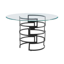 Load image into Gallery viewer, 48" Glass And Iron Pedestal Base Round Top Dining Table - Black
