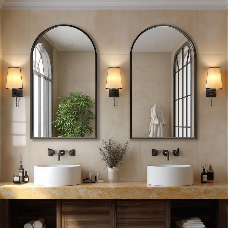 38" Aluminum Arch Framed Accent Mirror - Gold