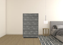 Load image into Gallery viewer, Solid Wood And Stainless Steel Five Drawer Chest - Gray
