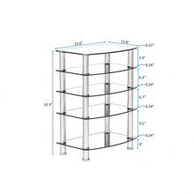 Load image into Gallery viewer, 5 Tier Tempered Glass Side Table, Stainless Steel Frame End Table For Living Room, Bedroom - Black
