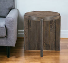 Load image into Gallery viewer, 24" Solid Wood Round Cross Leg End Table - Brown
