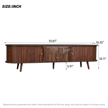 Load image into Gallery viewer, 70" TV Stand With Tambour Doors And Fluted Drawers - Dark Brown
