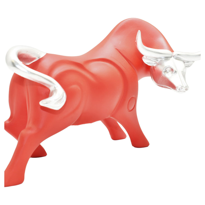 Bull Tabletop Sculpture - Red / Silver