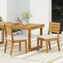 Load image into Gallery viewer, Outdoor Armless Dining Chair With Cushions (Set of 2) - Natural / Beige
