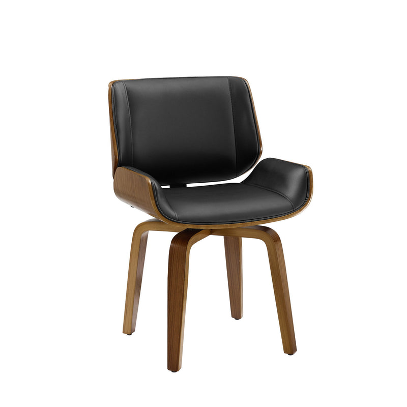 Upholstered Faux Leather Curved Back Dining Side Chair - Black