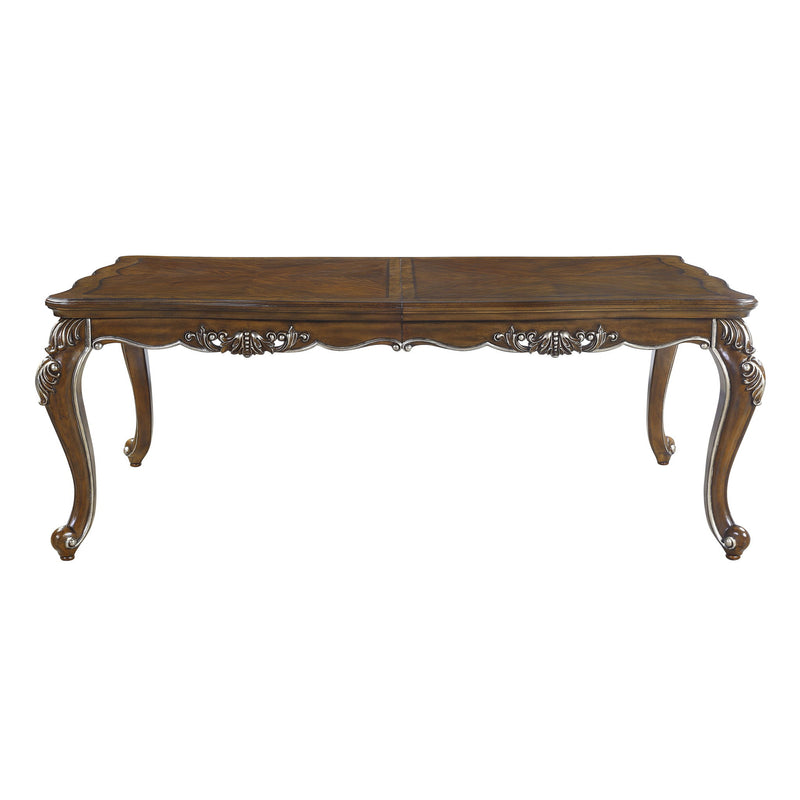 Wood Removable Leaf Extendable Dining Table - Oak / Silver