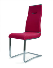 Load image into Gallery viewer, Upholstered Faux Leather Dining Side Chairs (Set of 2) - Red / Silver
