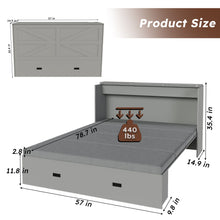 Load image into Gallery viewer, Full Murphy Bed With Storage Drawers, Charging Station, Foldable Panels, And Silent Swivel Wheels
