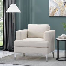 Load image into Gallery viewer, Upholstered Fabric Club Chair With Iron Legs - Beige
