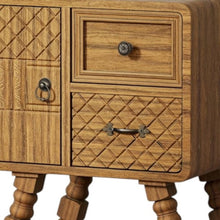 Load image into Gallery viewer, 19" Solid Wood Console Accent Cabinet With Single Door Two Drawers - Sepia
