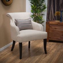 Load image into Gallery viewer, Upholstered Armchair With Rolled Back, Tapered Legs And Nailhead Trim - Light Beige
