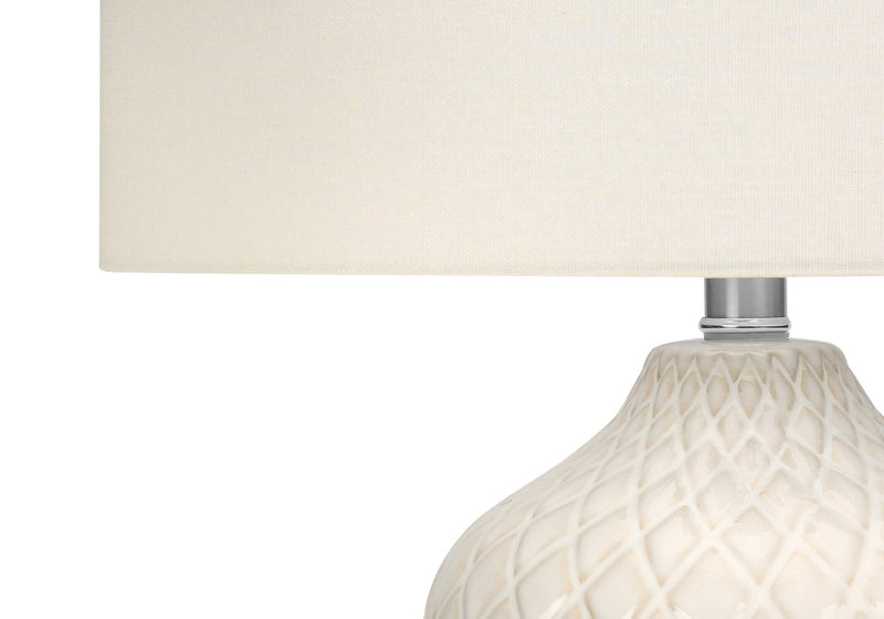25" Ceramic Urn Table Lamp With Drum Shade - Cream