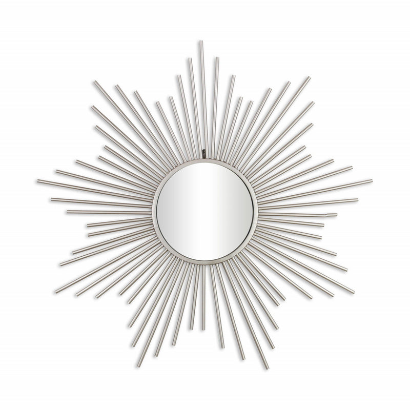 Striking Metal Sunburst Design Wall Mirror - Silver