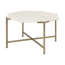Load image into Gallery viewer, Genuine Marble And Metal Octagon Coffee Table - White And Gold
