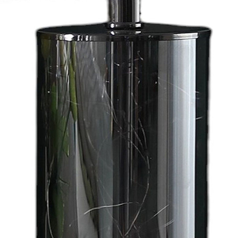 Glass LED Cylinder Table Lamp With Nightlight And White Drum Shade - Black