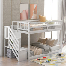 Load image into Gallery viewer, Twin Over Twin Floor Bunk Bed, Ladder With Storage

