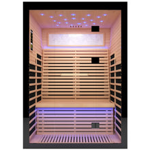Load image into Gallery viewer, Luxury Double Far Infrared Sauna Room With Epoxy Heating Plates And Starry Sky Lighting - Black / Natural
