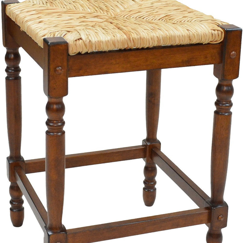 Solid Wood Backless Counter Height Bar Chair With Footrest 24" - Natural and Chestnut