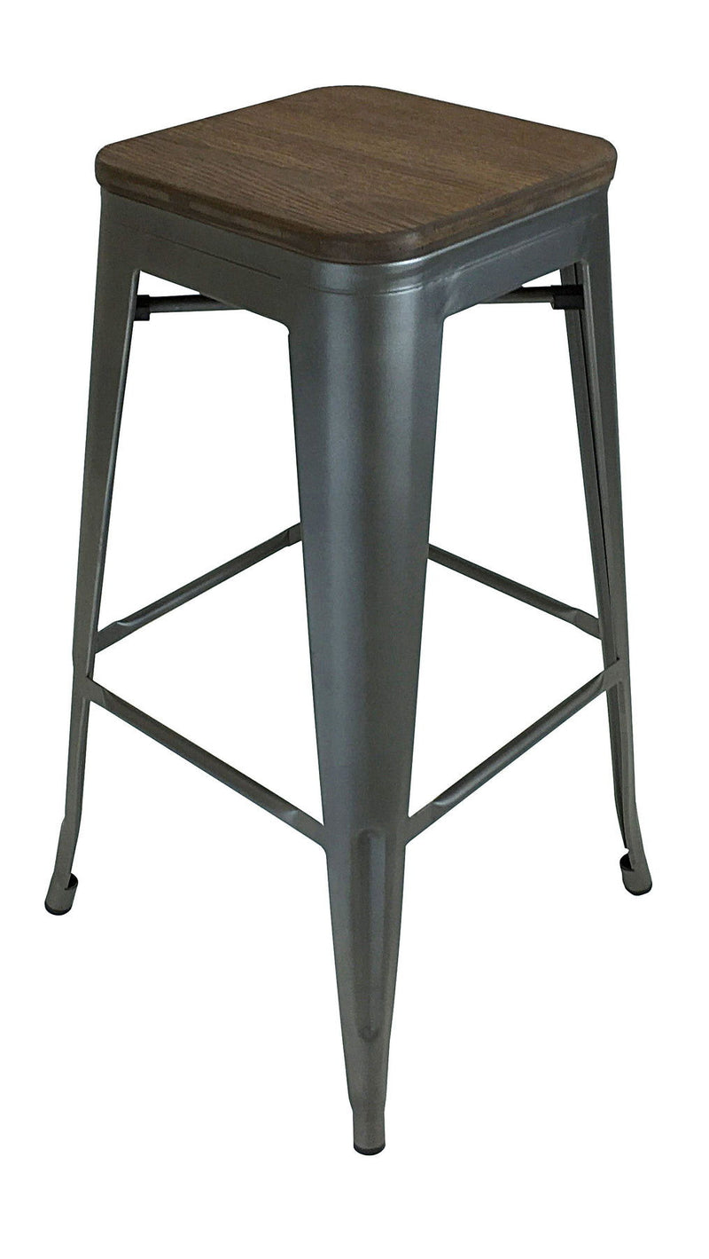 Steel Backless Bar Height Bar Chairs (Set of 4) - Brown And Gunmetal