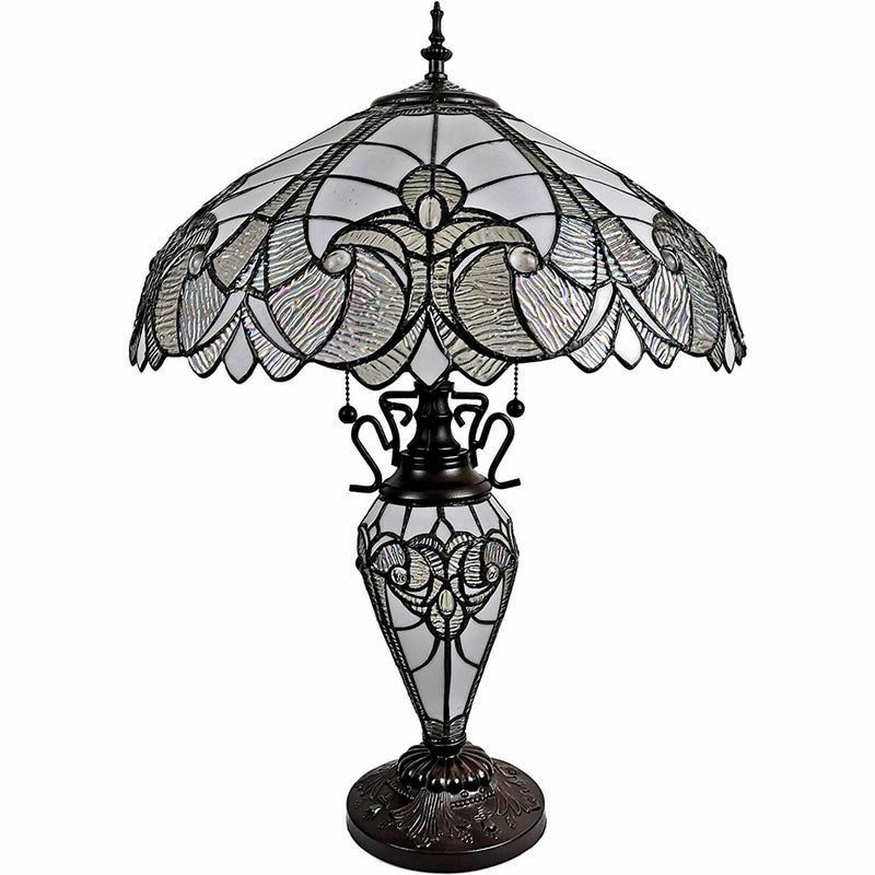 27" Metal Two Light Candlestick Table Lamp With Beige Shade - Dark Brown