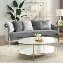 Load image into Gallery viewer, Fernando - Sofa With 5 Pillows - Gray Chenille &amp; Champagne
