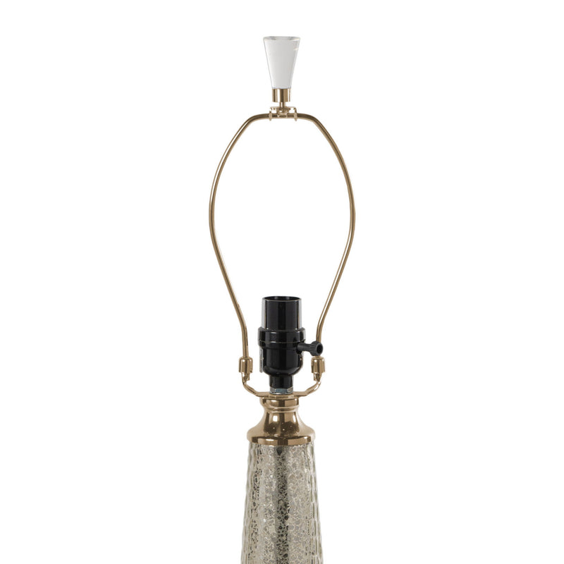 32" Metallic Glass LED Table Lamp With Drum Shade - Beige / Silver / Gold