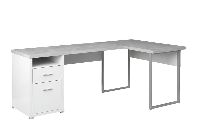 47" x 78" x 30" L Shape Computer Desk With Two Drawers - Gray And Silver