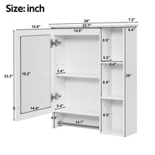 Load image into Gallery viewer, Modern 3 In 1 Bathroom Mirror Cabinet With Adjustable Shelf &amp; Towel Bar
