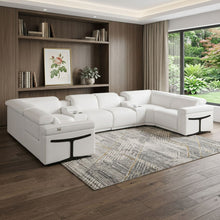 Load image into Gallery viewer, Italian Leather Modular U-Shaped Eight Piece Corner Sectional With Console - White
