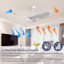 Load image into Gallery viewer, Indoor Ceiling Fan Without Light, 6 Speeds Reversible DC Motor, 3 ABS Blade Ceiling Fan White For Bedroom - White
