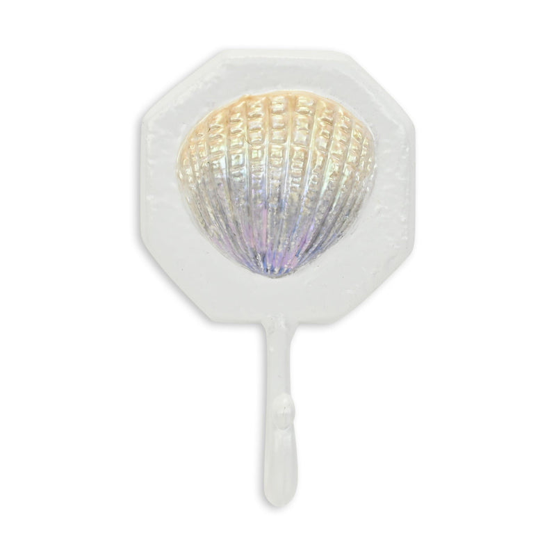 4" Cast Iron Seashell Wall Hook - Cream / Pearl