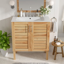 Load image into Gallery viewer, Bathroom Vanity With Ceramic Sink, Freestanding Cabinet - Antique Natural / Brown
