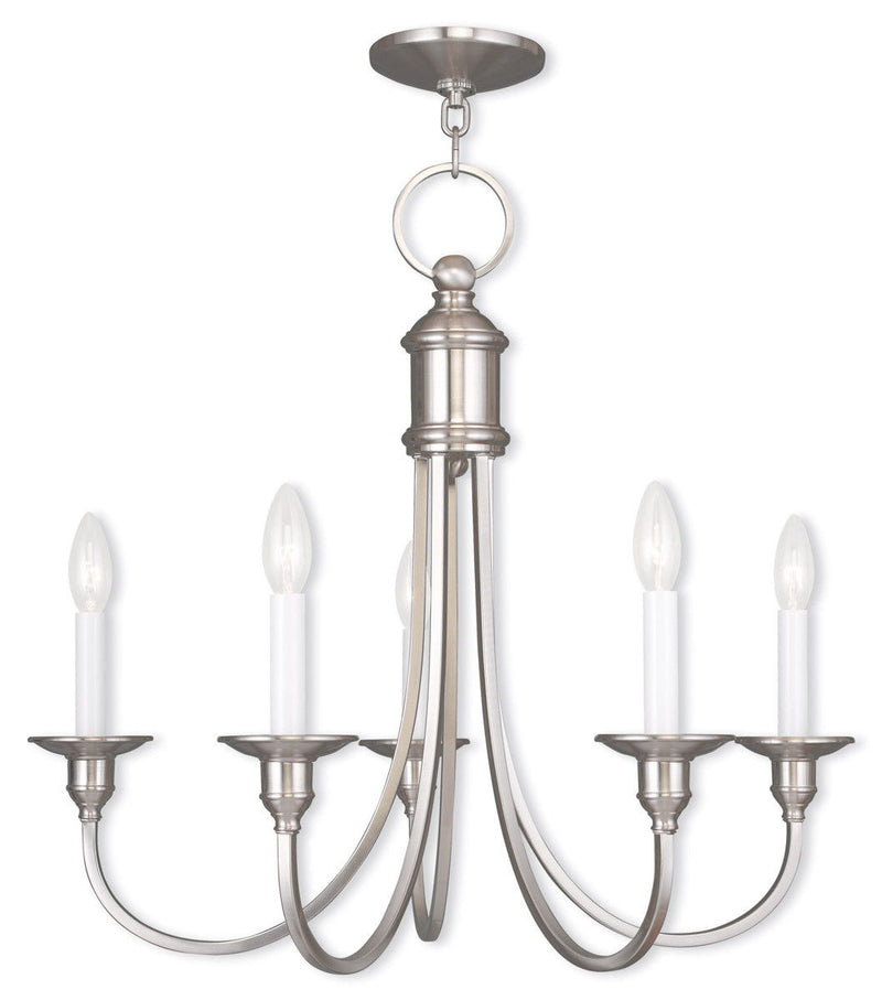 22" Five Light Dimmable Chandelier With Shades - Nickel