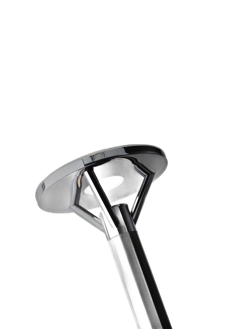 Frosted Glass Shade Uplighting Torchiere In Brushed Steel - Silver