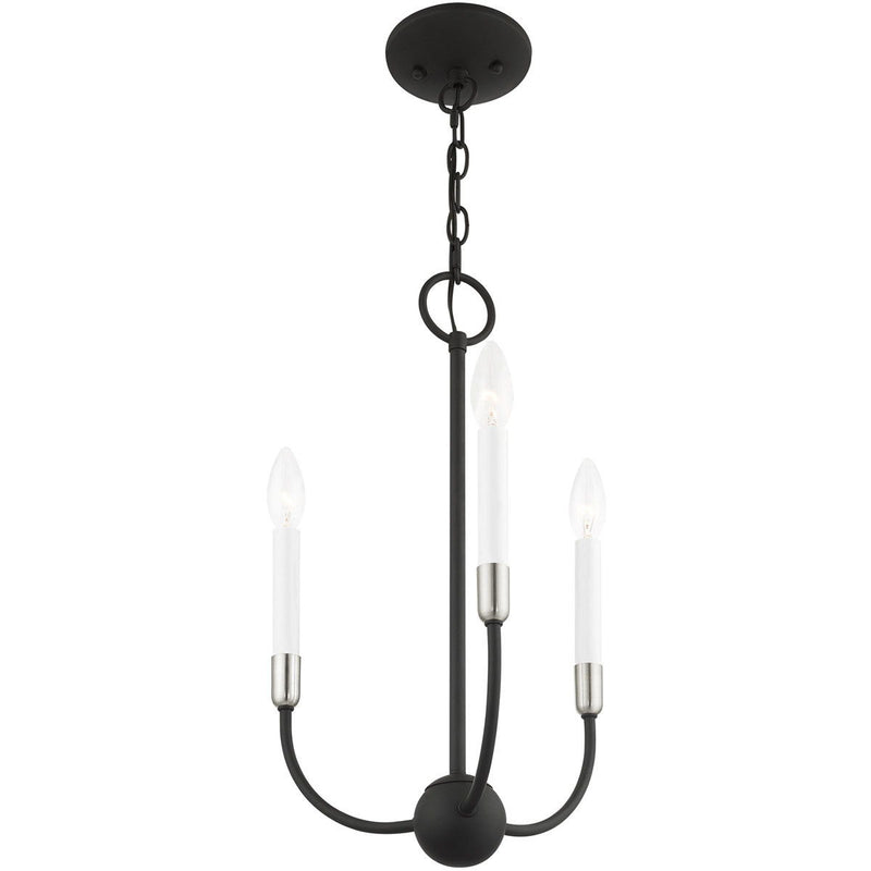 19" Three Light Metal Dimmable Chandelier With Shades - Black