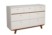 Load image into Gallery viewer, Wood Seven Drawer Double Dresser - Brown / White
