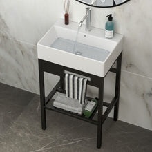 Load image into Gallery viewer, Console Sink With 304 Legs, 24&quot; X 16.75&quot;, Wall Mounted Design - White / Black
