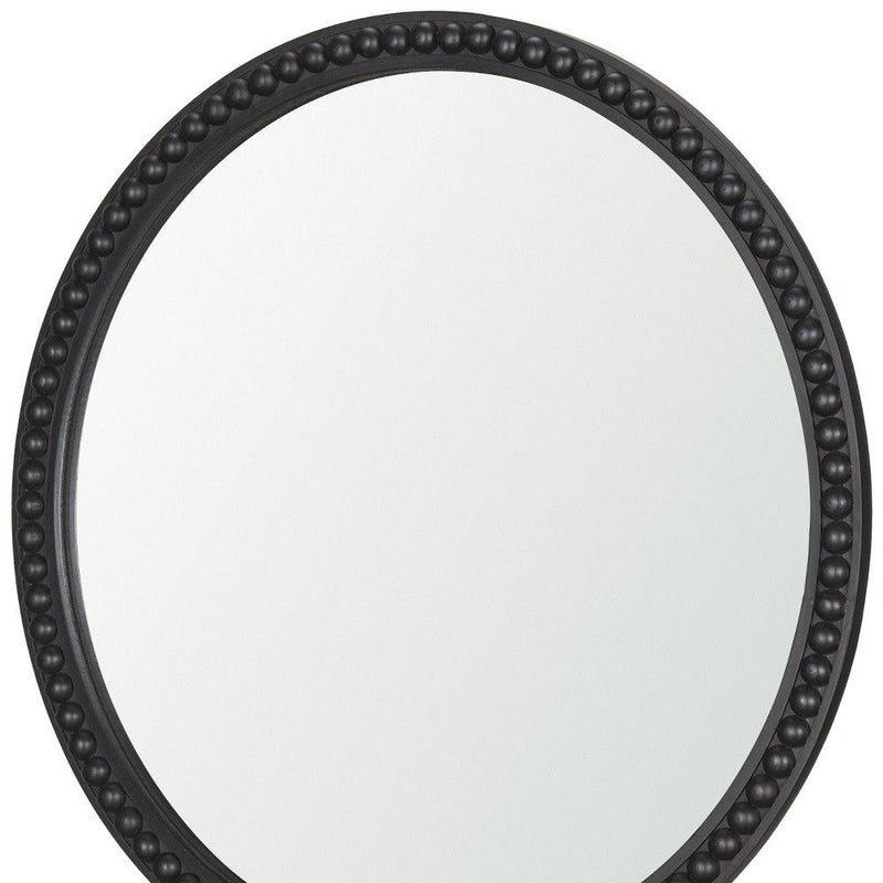 30" Solid Beaded Round Framed Accent Mirror - Black