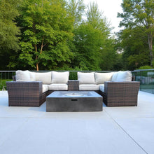 Load image into Gallery viewer, Patio Seating Set With Cushions And Fire Pit - Brown
