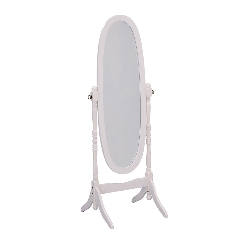 60" Oval Wood Framed Freestanding Cheval Mirror - White