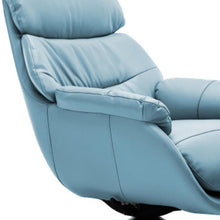 Load image into Gallery viewer, Tufted Genuine Leather Manual Swivel Recliner With Ottoman (730537) - Baby Blue
